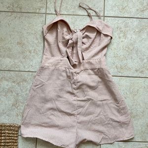 pink and white stripped romper